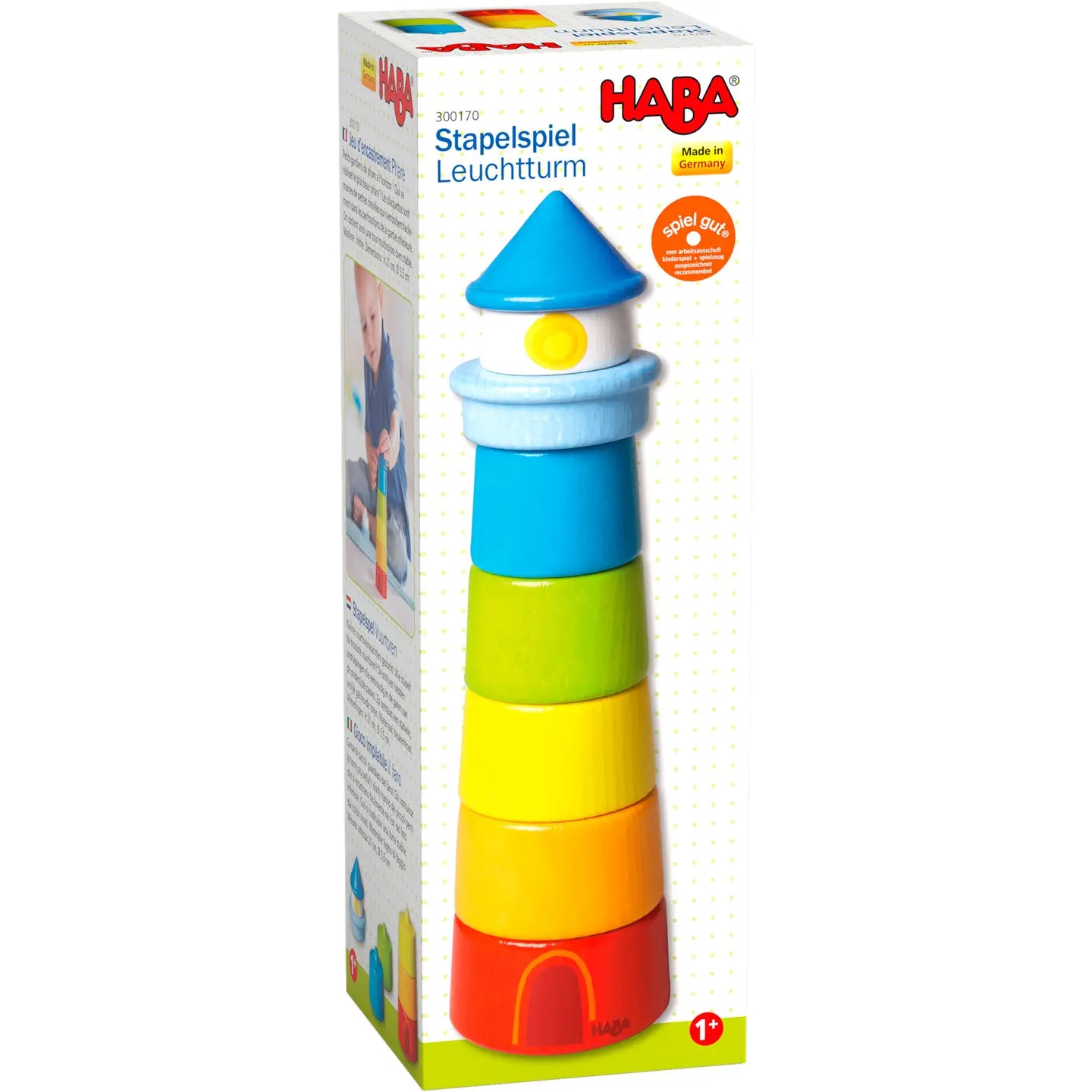 Lighthouse Wooden Rainbow Stacker Packaging