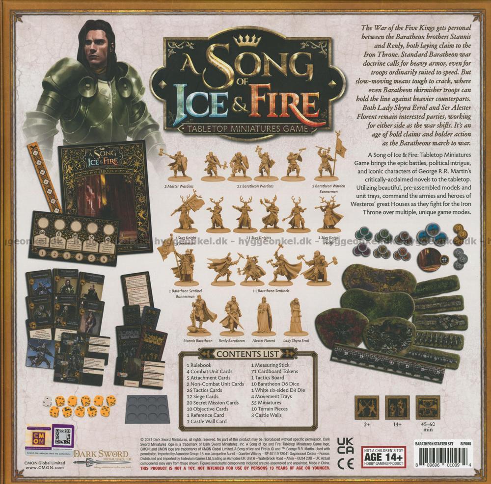 A Song of Ice & Fire Baratheon Starter Miniatures Game Set Back of Box