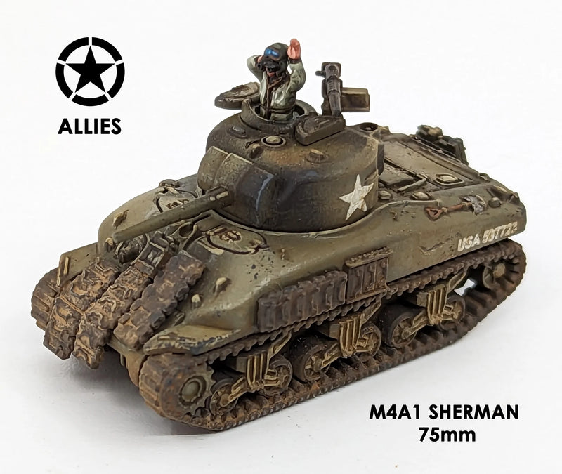 M4A1 Sherman, 1:144 (12 mm) Scale Model Plastic Kit (Set of 6) Example 75mm Gun