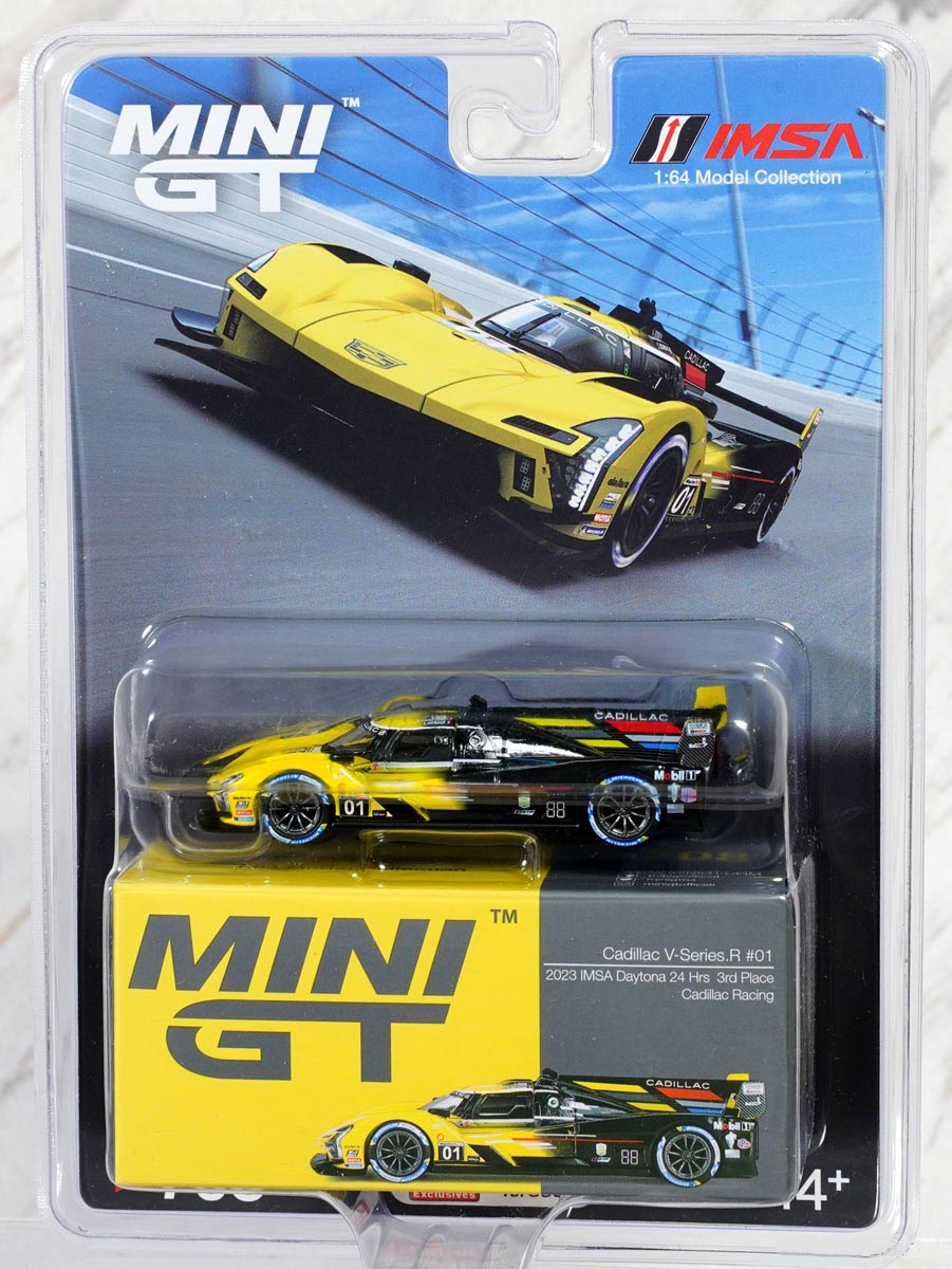 Cadillac V-Series.R #01 2023 IMSA Daytona 24 Hrs 3rd Place (Cadillac Racing Livery) 1:64 Scale Diecast Car Packaging