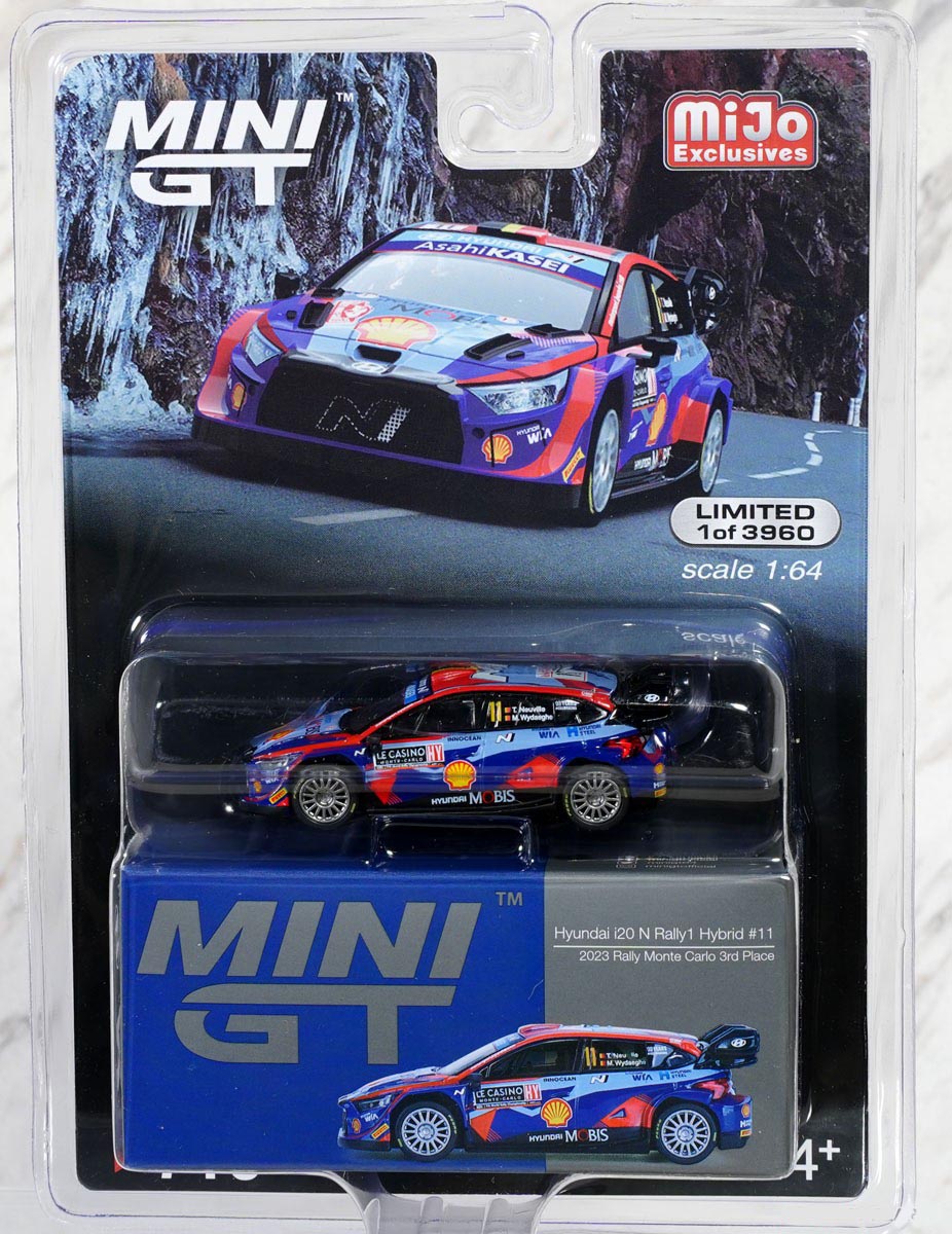 Hyundai i20 N Rally1 Hybrid #11 2023 Rally Monte Carlo 3rd Place 1:64 Scale Diecast Car Packaging