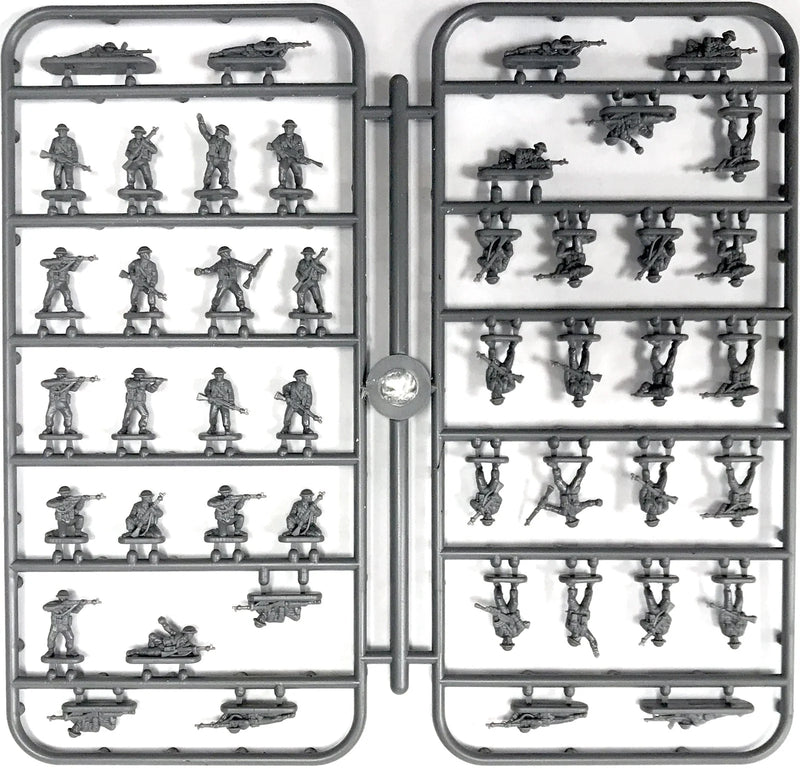 British Infantry and Heavy Weapons, 1:144 (12 mm) Scale Model Plastic Figures Front of Sprue