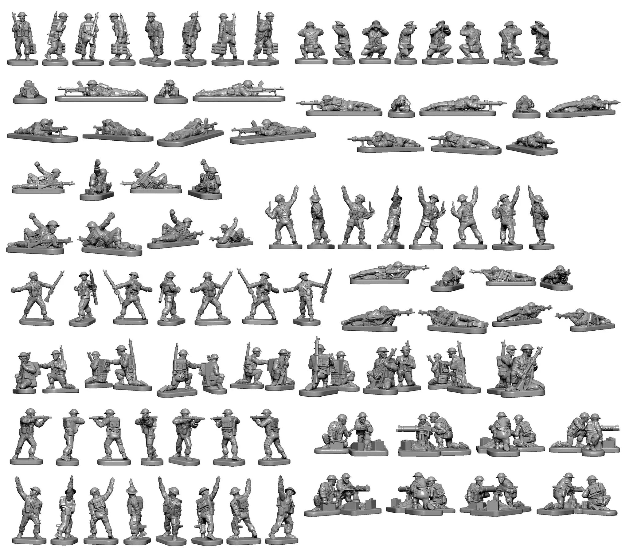 British Infantry and Heavy Weapons, 1:144 (12 mm) Scale Model Plastic Figures Contents