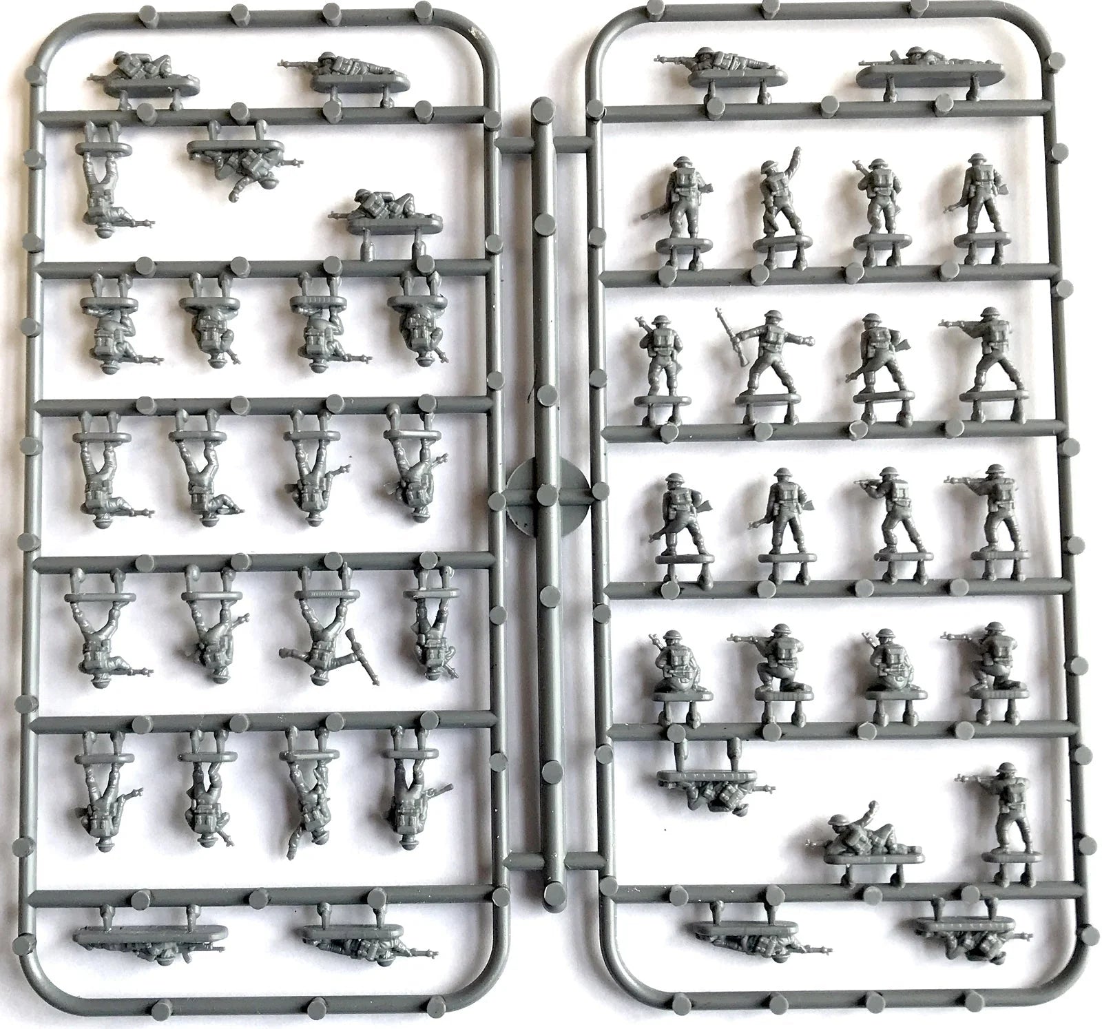 Back view of the Victrix 12mm WWII British Infantry plastic sprue showing component layout