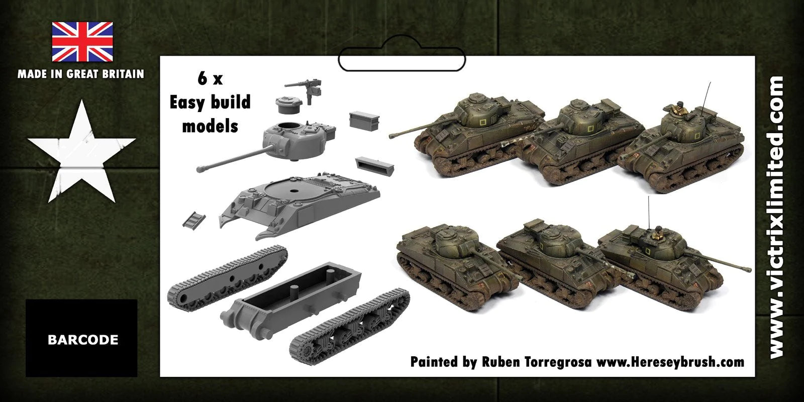 Sherman Firefly, 1:144 (12 mm) Scale Model Plastic Kit (Set of 6) Back of Label