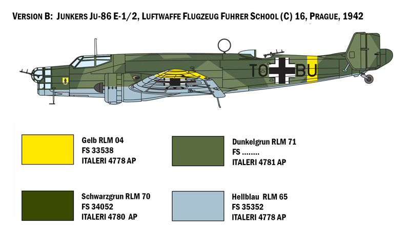 Junkers Ju-86E-1/E-2, 1/72 Scale Model Kit Version B