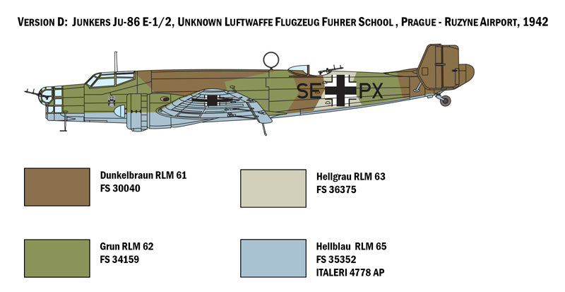 Junkers Ju-86E-1/E-2, 1/72 Scale Model Kit Version D