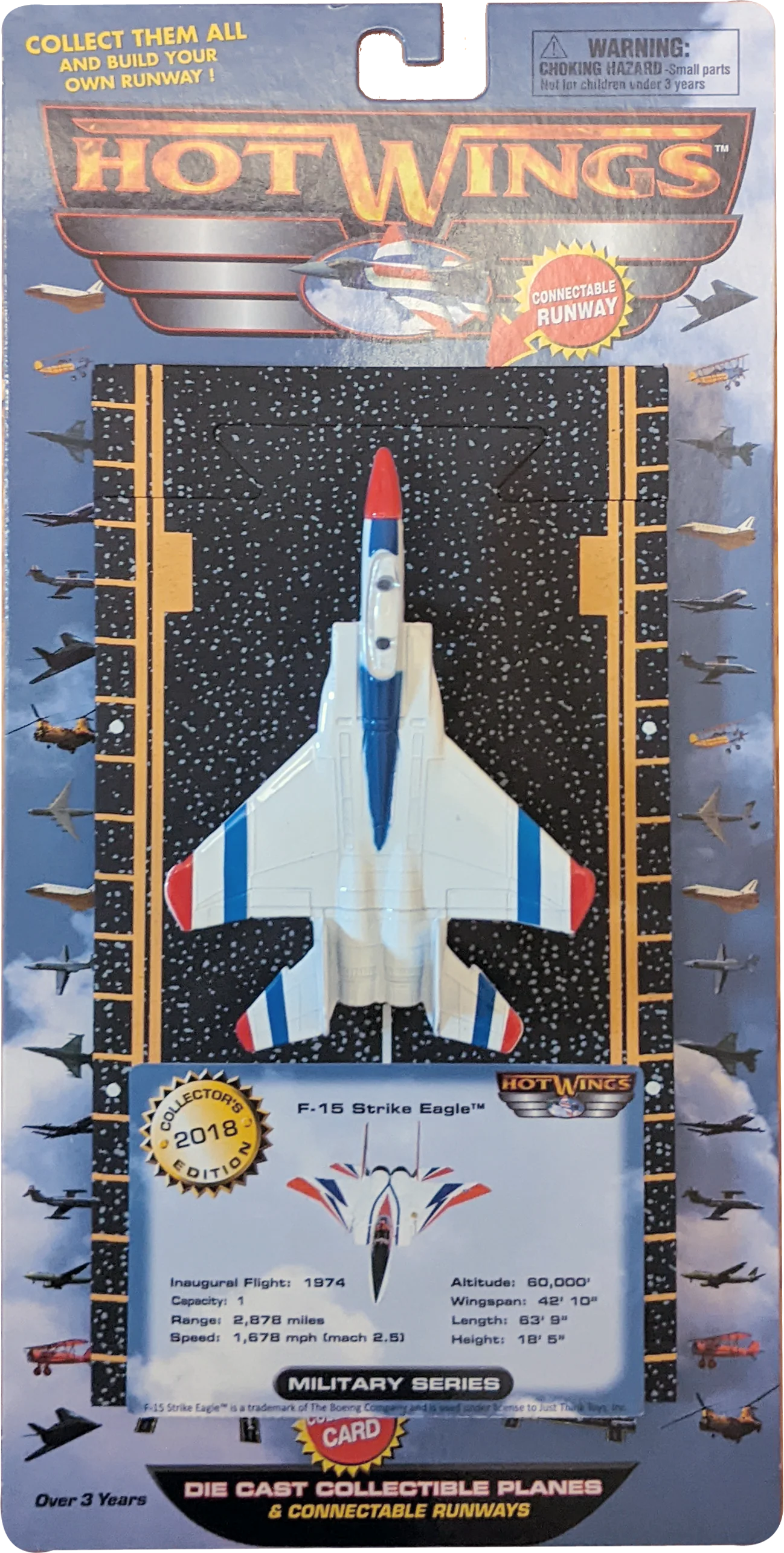 Boeing F-15 Strike Eagle (Red White & Blue) Diecast Aircraft Toy Packaging