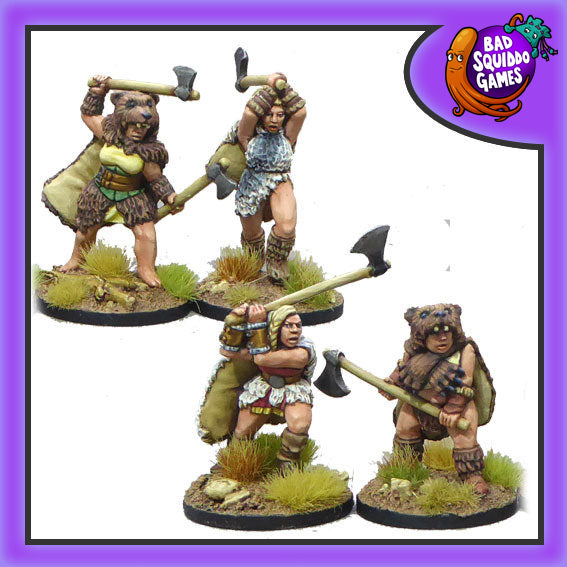 Shieldmaiden Berserkers, 28 mm Scale Model Metal Figures