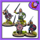 Shieldmaiden Heathguard with Swords 28 mm Scale Model Metal Figures