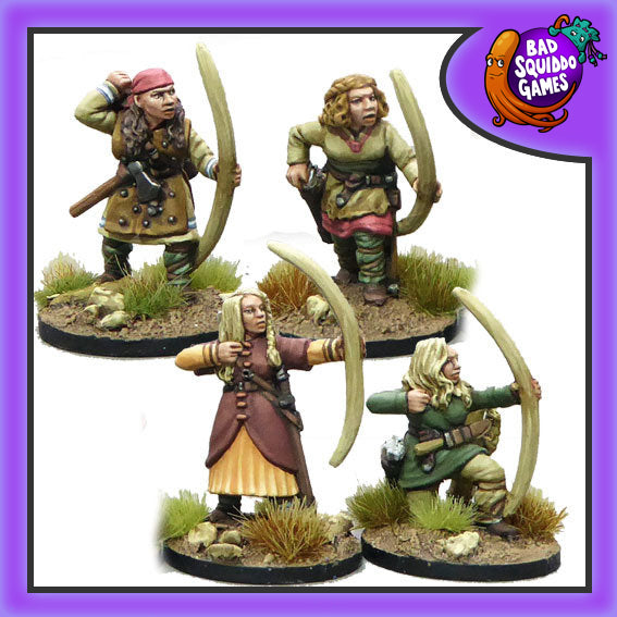 Shieldmaiden Archers, 28 mm Scale Model Metal Figures