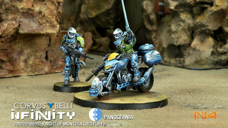 Infinity PanOceania Knight of Montesa (Red Fury) Miniature Game Figures Diorama Painted Examples