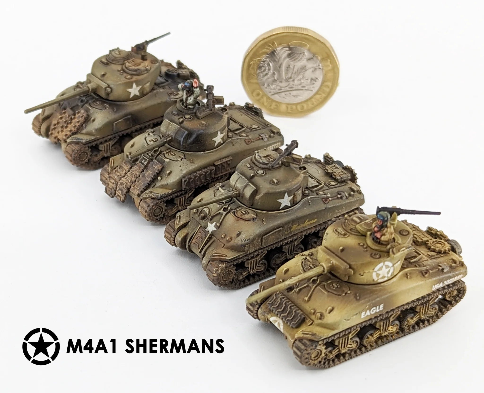 M4A1 Sherman, 1:144 (12 mm) Scale Model Plastic Kit (Set of 6) Complted Examples