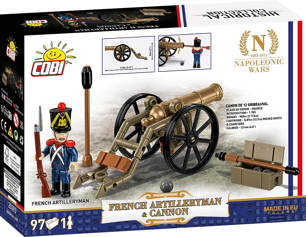 COBI 20093 Napoleonic Wars French Artilleryman and Cannon Back of Box