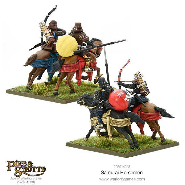 Rear View of Painted 28mm Plastic Samurai Horsemen 