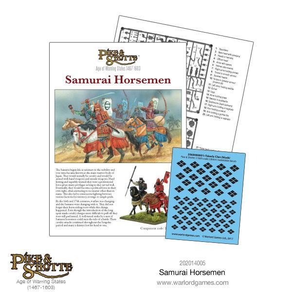 Warlord Games Samurai Horsemen Assembly Leaflet and Takeda Clan Decal Sheet Contents