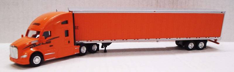 Kenworth T680 Sleeper Cab (Orange) W/ 53’ Dry Van (Orange), Schneider National Livery, 1:87 (HO) Scale Model