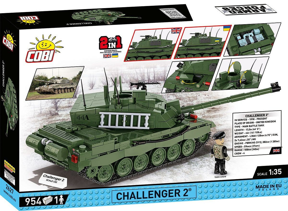 Challenger 2 Main Battle Tank, 954 Piece Block Kit Back of Box