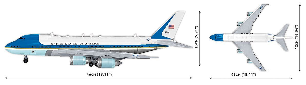 Boeing 747 Air Force One, 1087 Piece Block Kit Dimensions