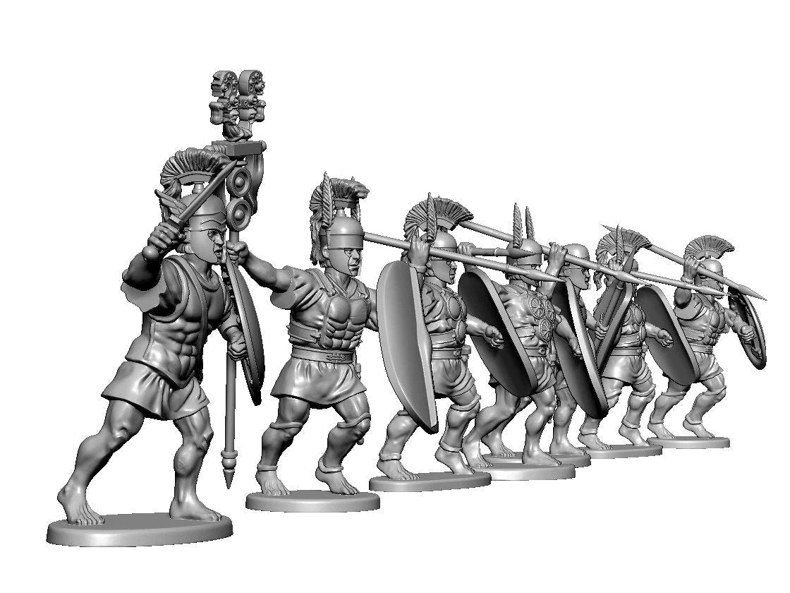 Armoured Samnites, 28 mm Scale Model Plastic Figures Close Up