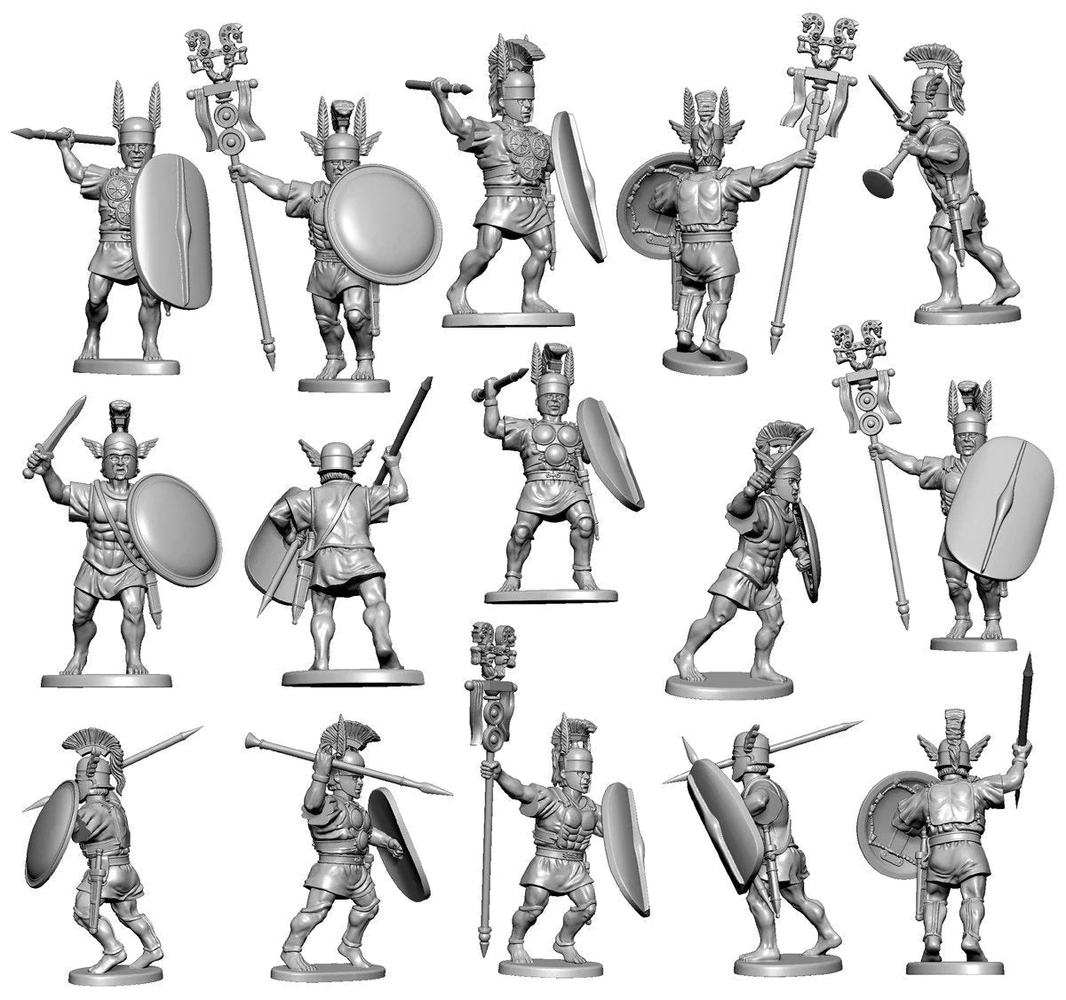 Armoured Samnites, 28 mm Scale Model Plastic Figures Unpainted Examples