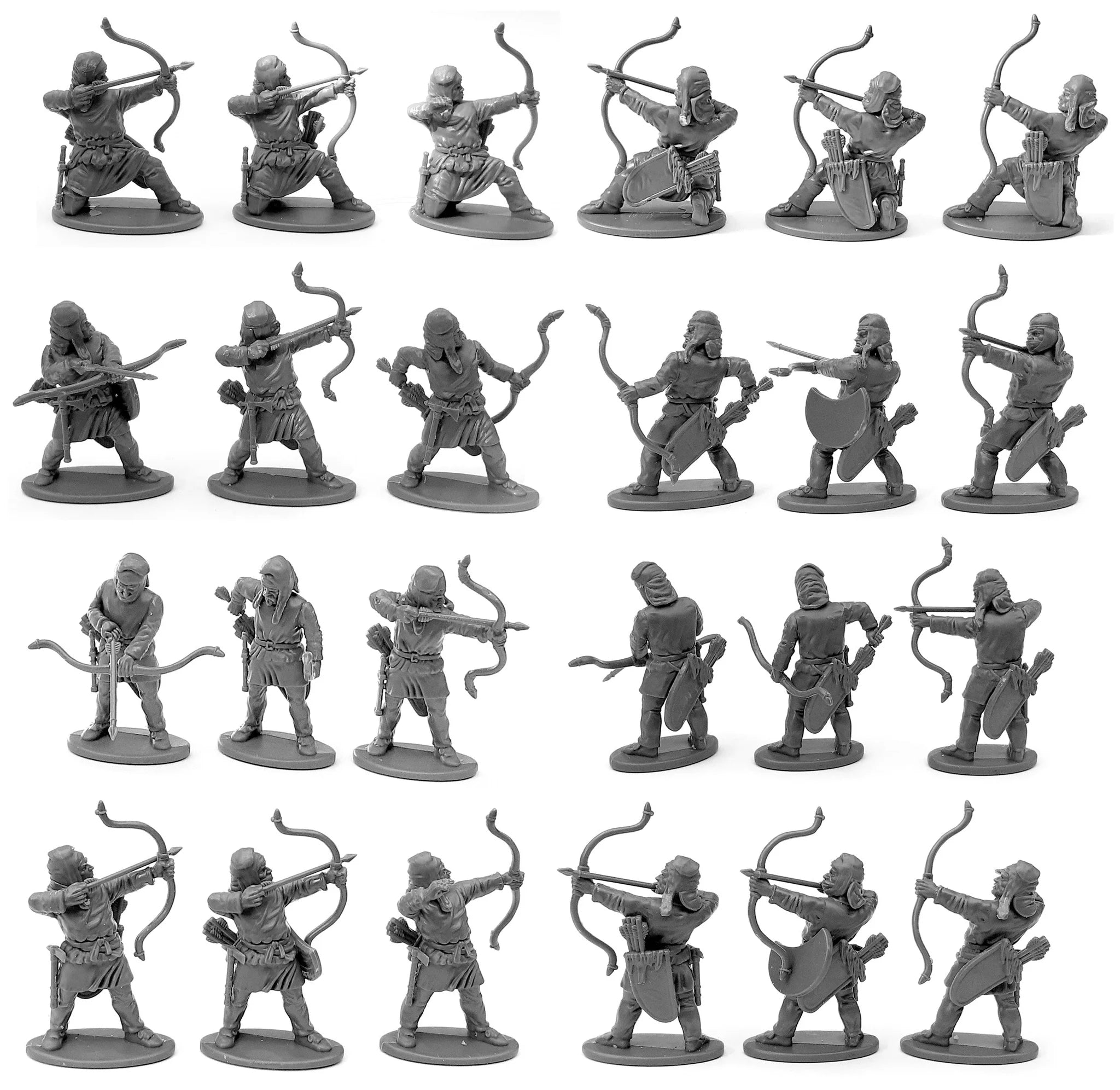Victrix 28mm Persian Archer assembly variants showing dynamic modular poses unpainted