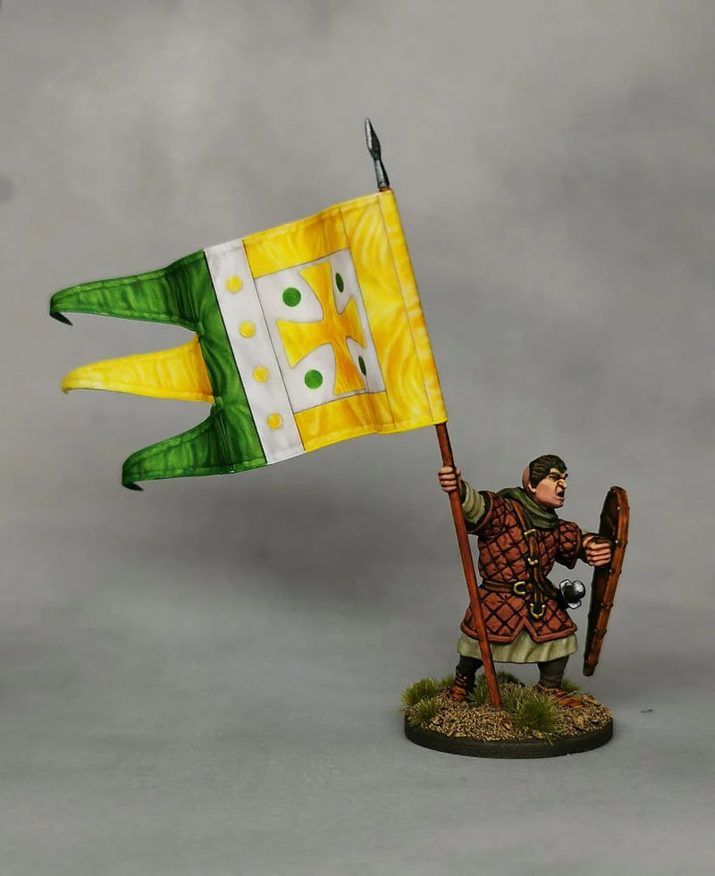 Norman Infantry Skirmish Pack, 28 mm Scale Model Plastic Figures Painted Flag Bearer Example