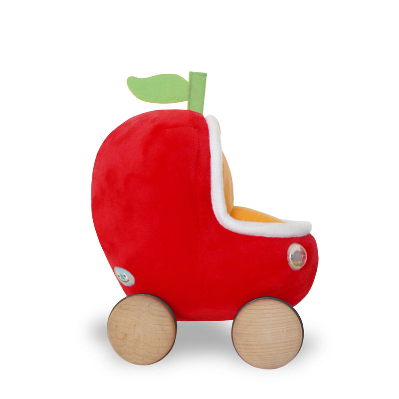 Lowly Worm Soft Toy With Applecar Side View