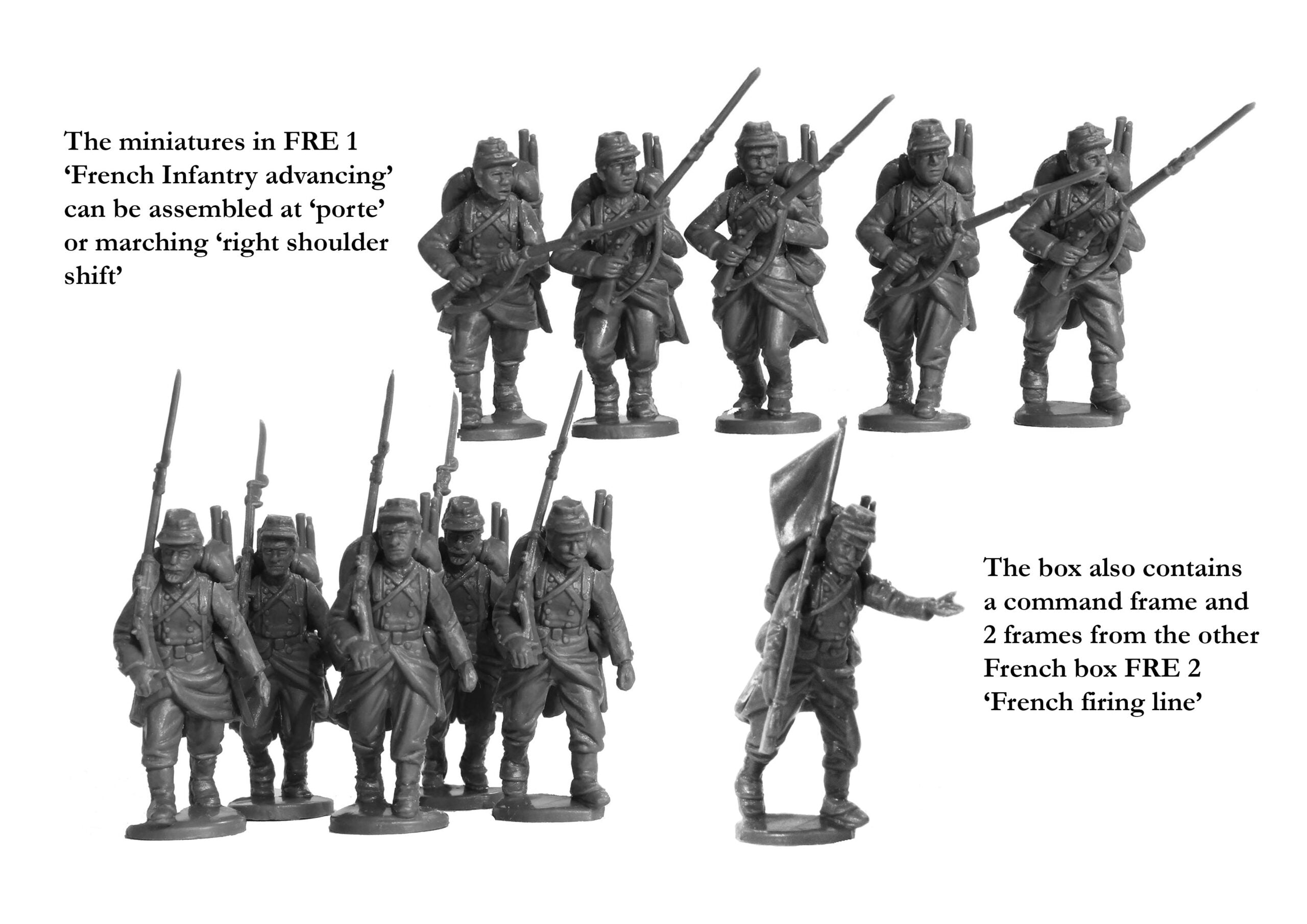 Franco-Prussian War 1870 – 1871 French Infantry Advancing, 28 mm Scale Model Plastic Figures Examples