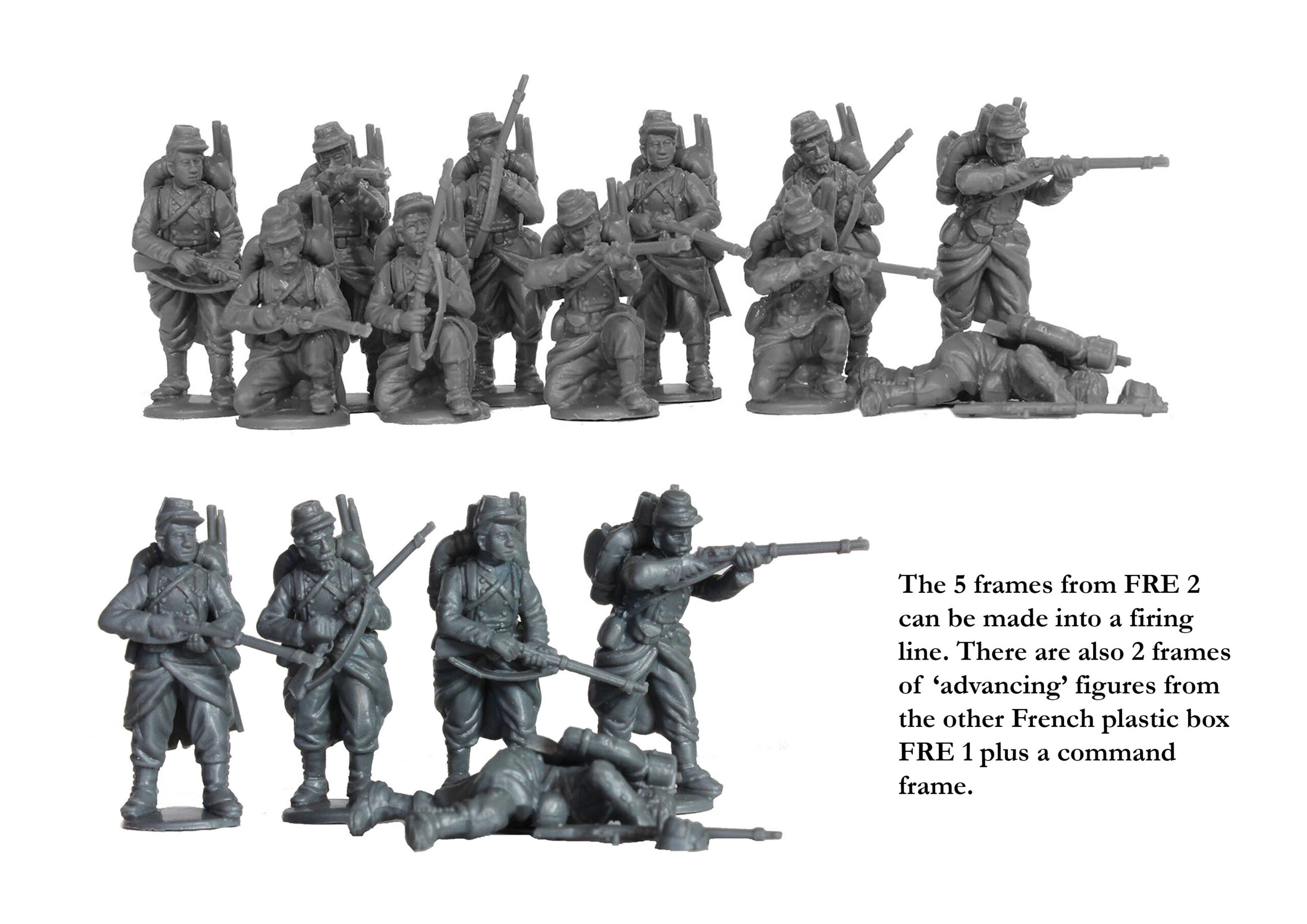 Franco-Prussian War 1870 – 1871 French Infantry Firing, 28 mm Scale Model Plastic Figures Example