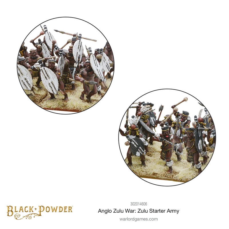 Black Powder Anglo Zulu War 1879 Zulu Starter Army, 28 mm Scale Model Figures Close Up