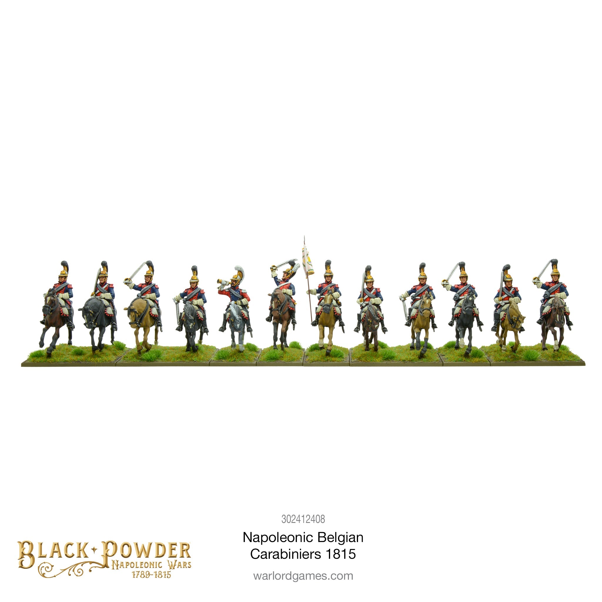 Black Powder Napoleonic Wars Belgian Carabiners, 28 mm Scale Model Figures Front View