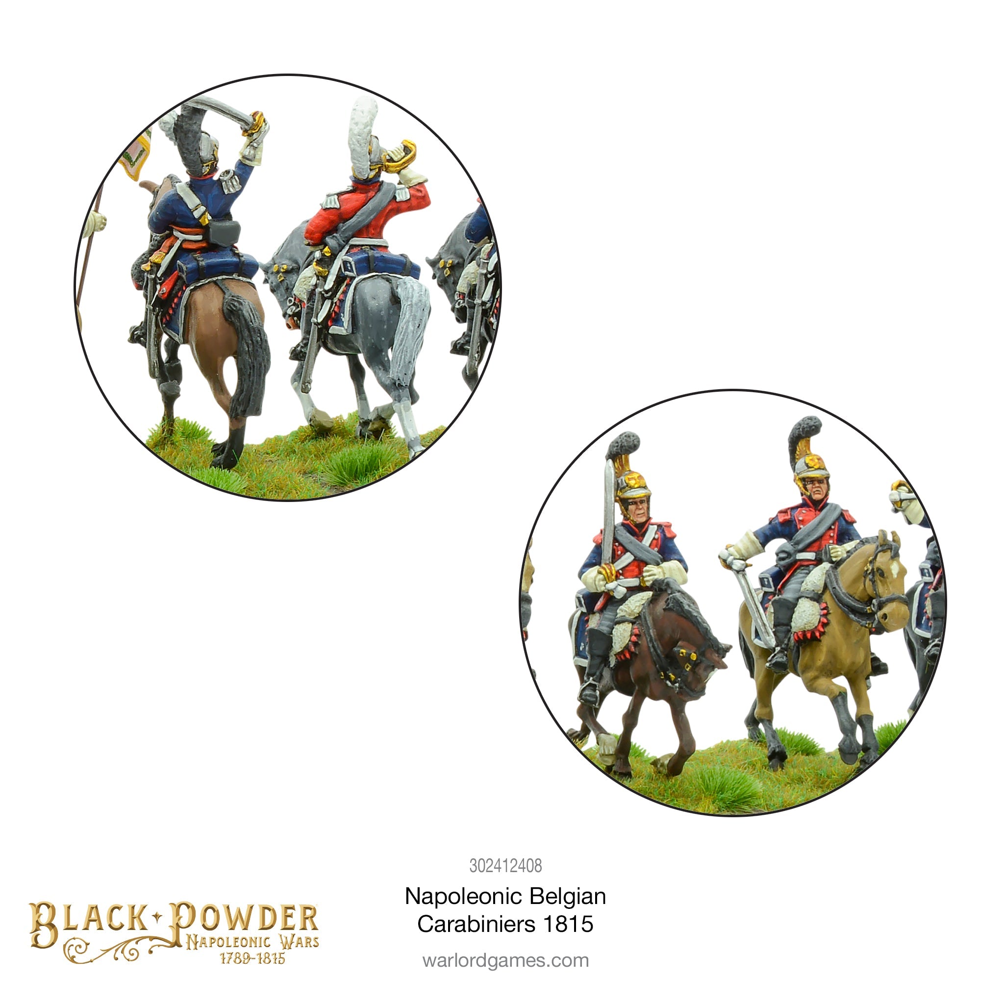 Black Powder Napoleonic Wars Belgian Carabiners, 28 mm Scale Model Figures Close Up