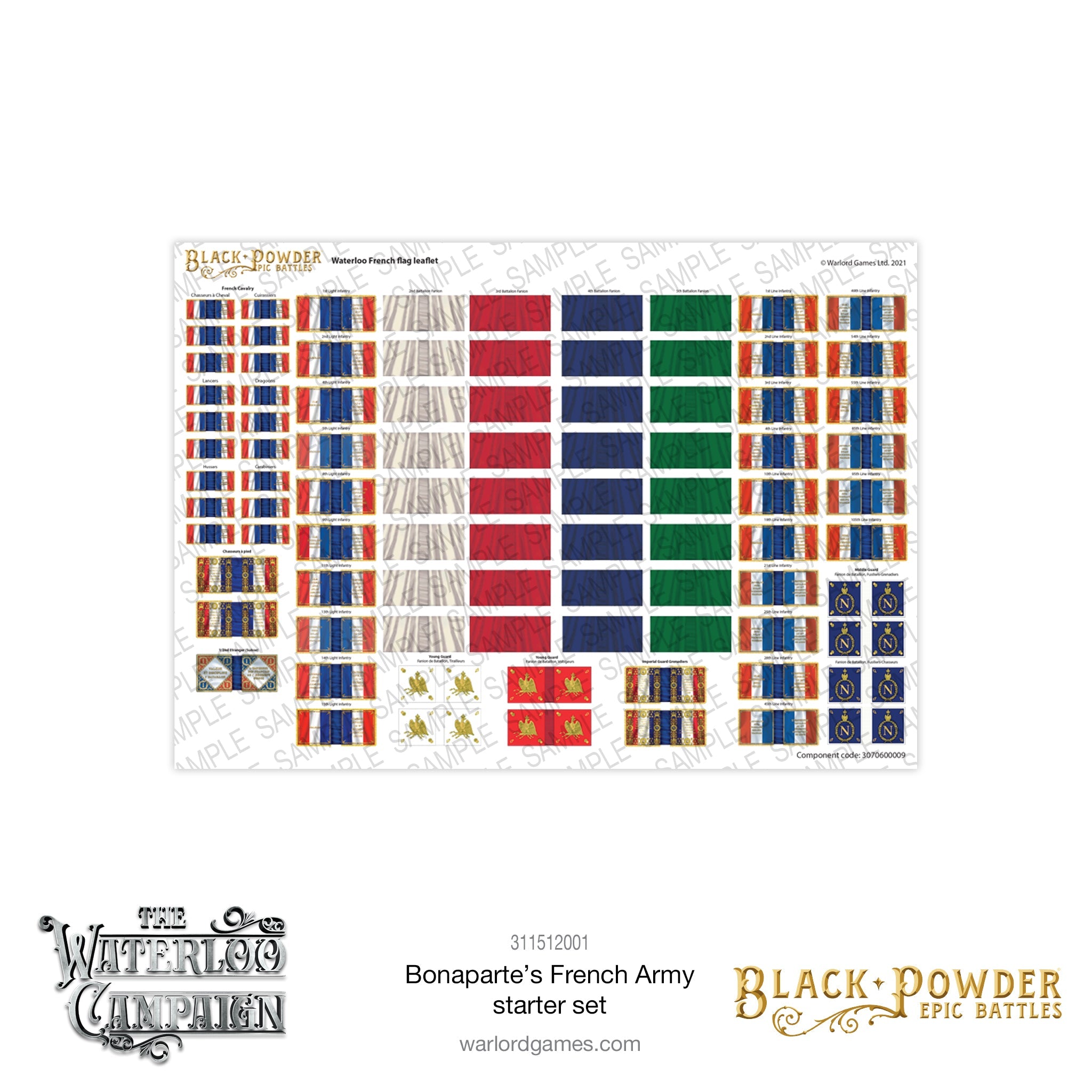 Black Powder Epic Battle The Waterloo Campaign  Bonaparte's French Army Starter Set Flags