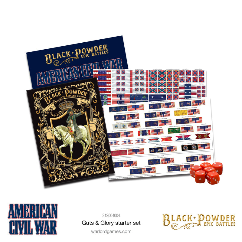 Black Powder Epic Battles American Civil War Guts & Glory Starter Set Rules and flag sheets
