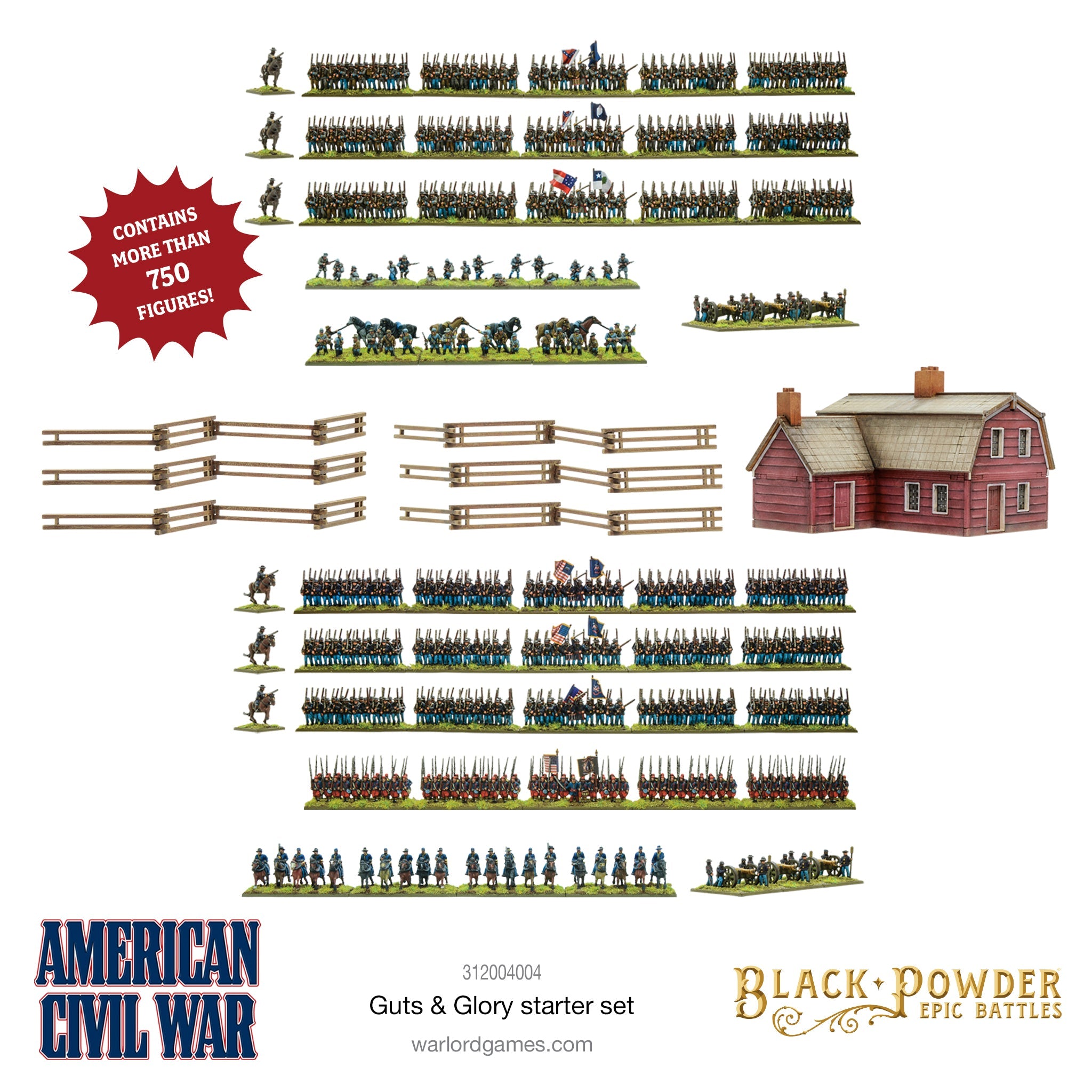 Black Powder Epic Battles American Civil War Guts & Glory Starter Set Contents