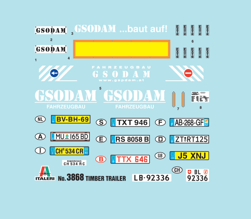 Timber Trailer 1/24 Scale Model Kit Decals