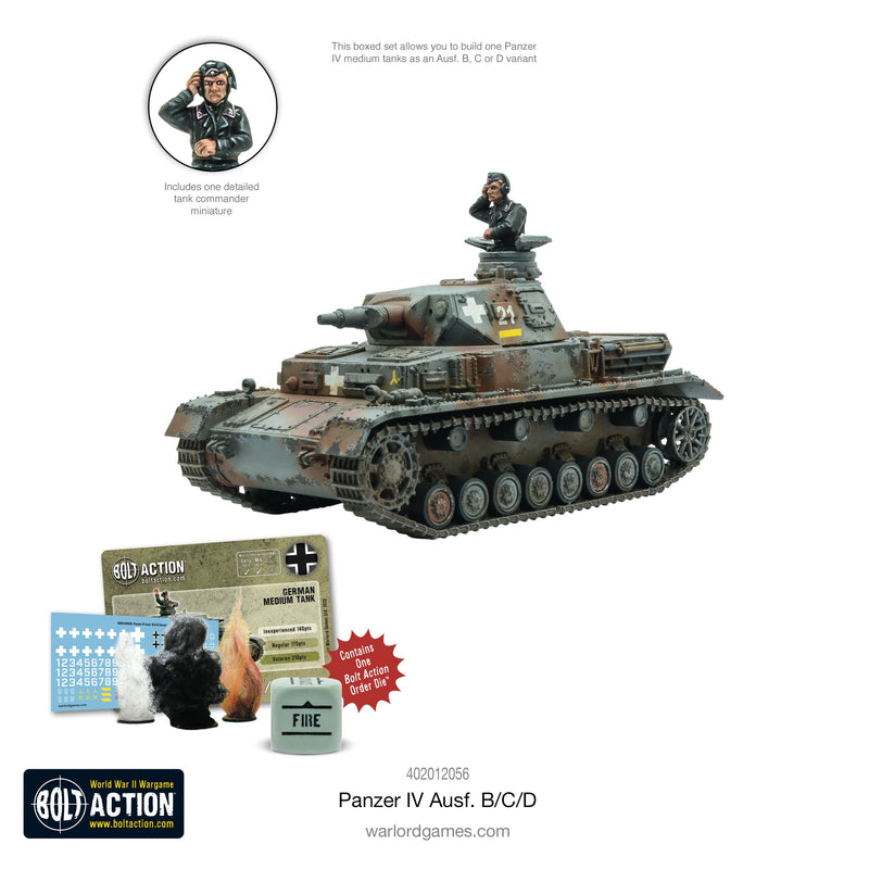 Bolt Action Panzer IV Ausf. B/C/D WWII German Tank 28 mm Scale Model Kit Contents