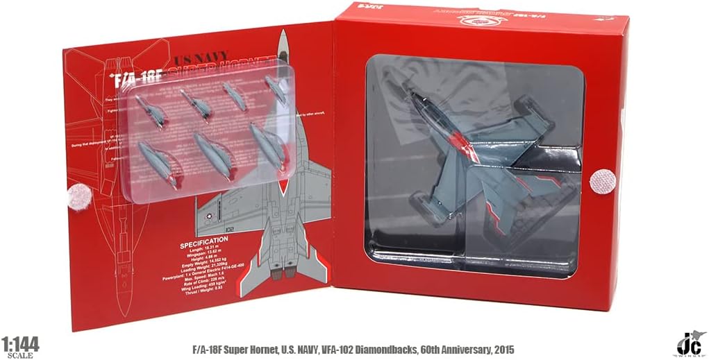 Boeing F/A-18F Super Hornet, VFA-102 Diamondbacks, 60th Anniversary, 2015, 1:144 Scale Diecast Model Box Interior