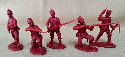 Zulu War British Infantry in Badged Sun-Helmets, 54 mm (1/32) Scale Plastic Figures Close Up