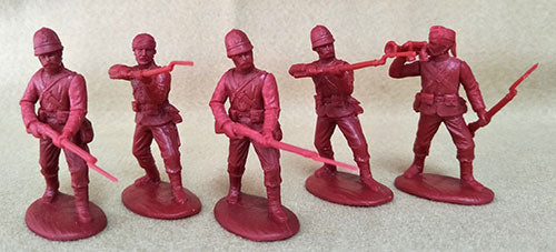 Zulu War British Infantry in Badged Sun-Helmets, 54 mm (1/32) Scale Plastic Figures Additional Poses