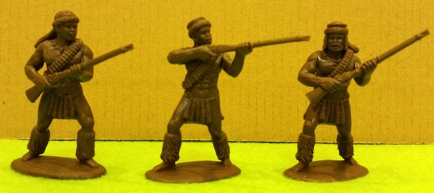 Zulu War, Zulu with Rifles Including Zulu Officers, 54 mm (1/32) Scale Plastic Figures Rifle Poses #2