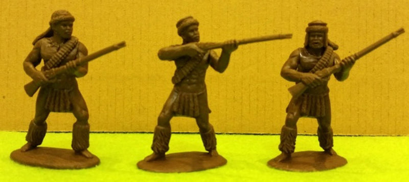 Zulu War, Zulu with Rifles Including Zulu Officers, 54 mm (1/32) Scale Plastic Figures Rifle Poses