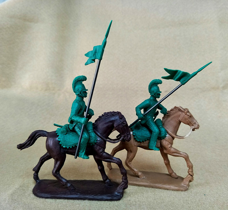 Napoleonic Wars French Lancers with Officer 1812-1815, 54 mm (1/32) Scale Plastic Figures Close Up