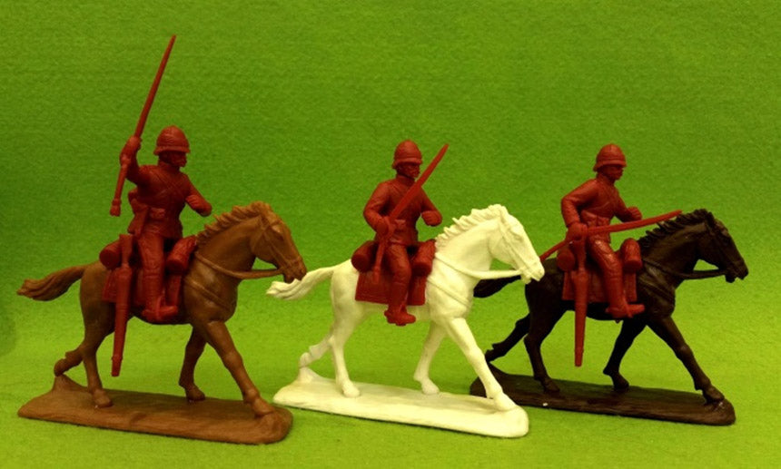 Zulu War British Cavalry in Sun-Helmets (1st King’s Dragoon Guards), 54 mm (1/32) Scale Plastic Figures Close Up 3 poses