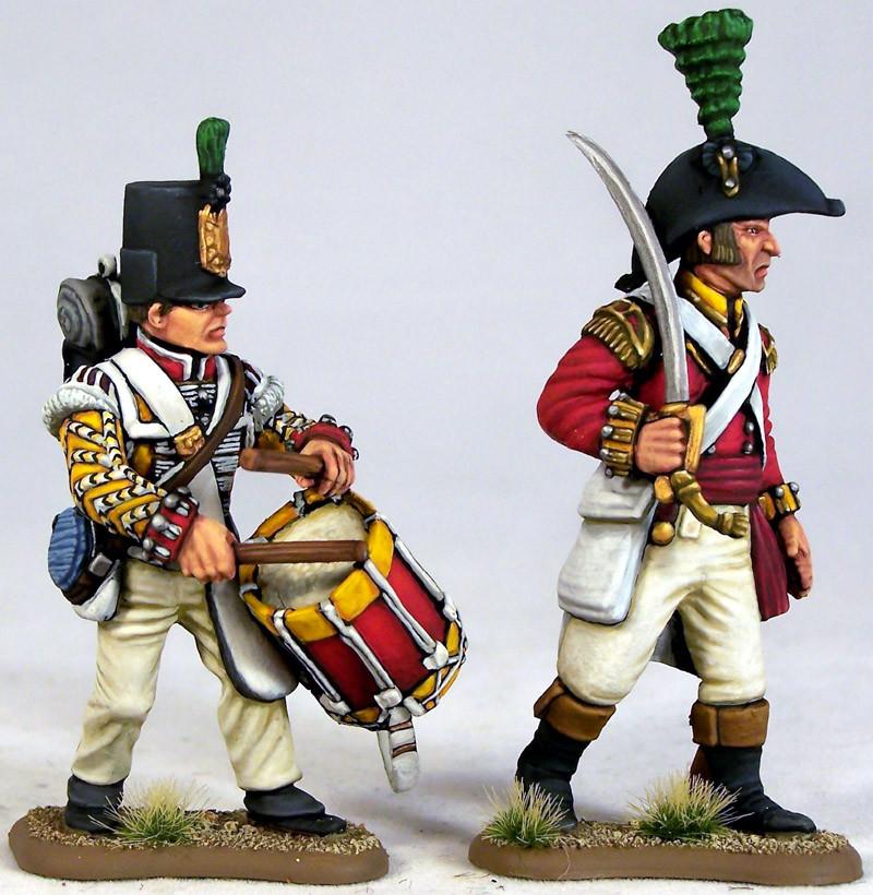 Napoleonic Peninsular War British Infantry Flank Companies, 1/32 (54 mm) Scale Model Plastic Figures Officer & Drummer