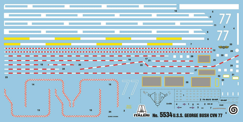 USS George H.W. Bush CVN-77, 1:720 Scale Model Kit Decals