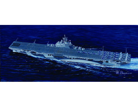 USS Yorktown Aircraft Carrier CV-10 1945, 1:700 Scale Model Kit Box Art