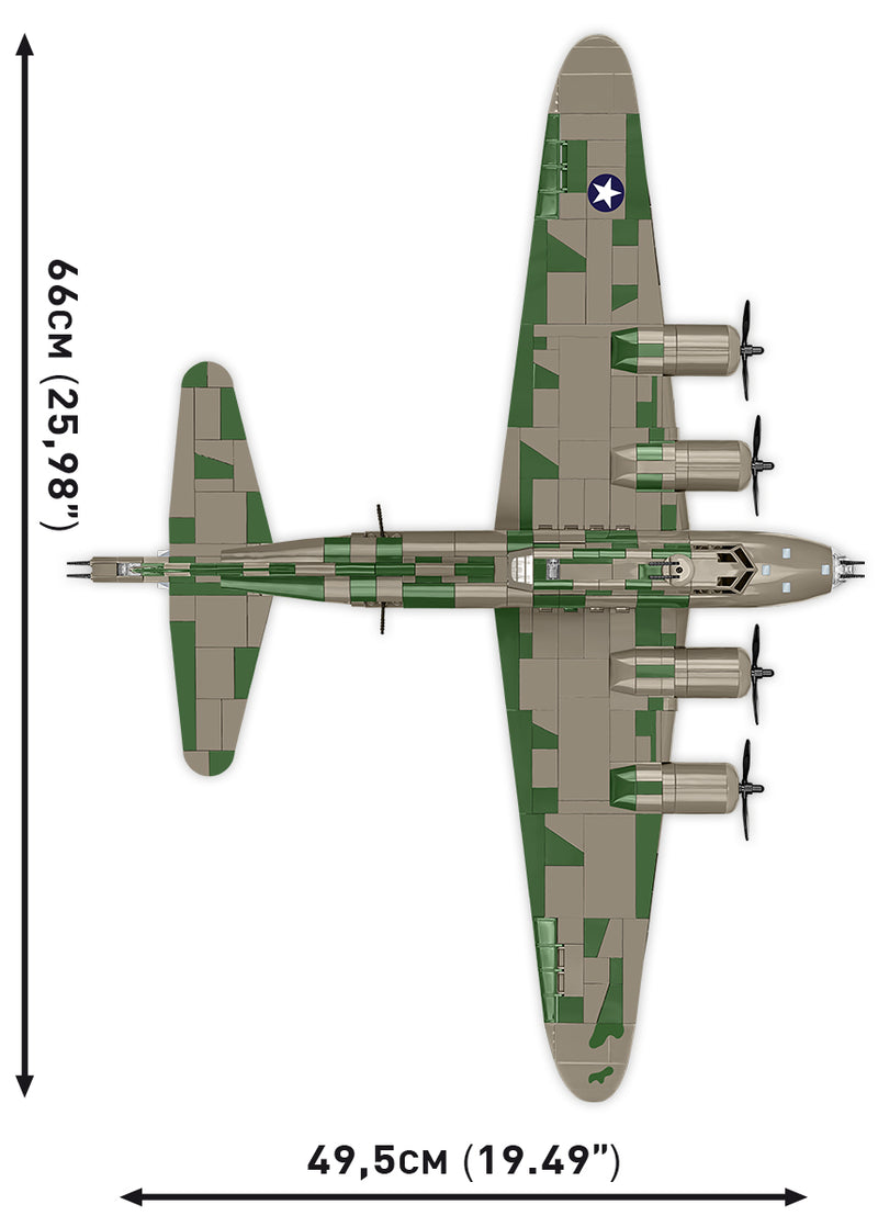 Boeing B-17F Flying Fortress “Memphis Belle”, 1/48 Scale 1376 Piece Block Kit Top View Dimensions