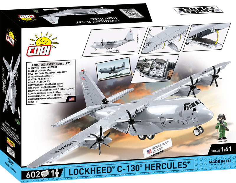 Lockheed Martin C-130 Hercules, 1/61 Scale 602 Piece Block Kit Back of Box